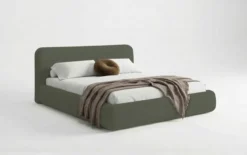 Designer Polsterbett Arosa in Bouclé mit Stauraum