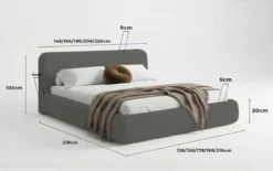 Designer Polsterbett Arosa in Bouclé mit Stauraum