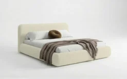 Designer Polsterbett Arosa in Bouclé mit Stauraum