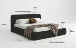 Designer Polsterbett Arosa in Bouclé mit Stauraum