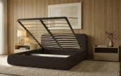 Designer Polsterbett Arosa in Bouclé mit Stauraum