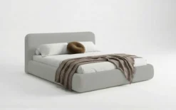 Designer Polsterbett Arosa in Bouclé mit Stauraum