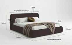 Designer Polsterbett Arosa in Bouclé mit Stauraum