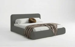 Designer Polsterbett Arosa in Bouclé mit Stauraum
