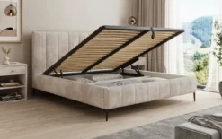 Designer Polsterbett Astrid in Cord mit Stauraum