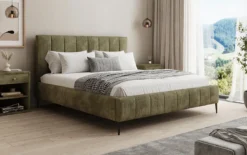 Designer Polsterbett Astrid in Cord mit Stauraum
