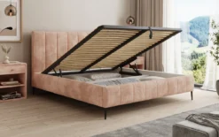 Designer Polsterbett Astrid in Cord mit Stauraum