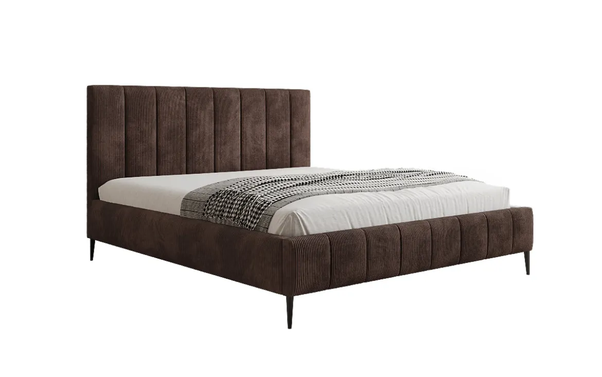 Designer Polsterbett Astrid in Cord mit Stauraum