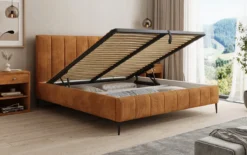 Designer Polsterbett Astrid in Cord mit Stauraum