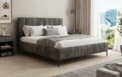 Designer Polsterbett Astrid in Cord mit Stauraum