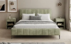 Designer Polsterbett Astrid in Cord mit Stauraum