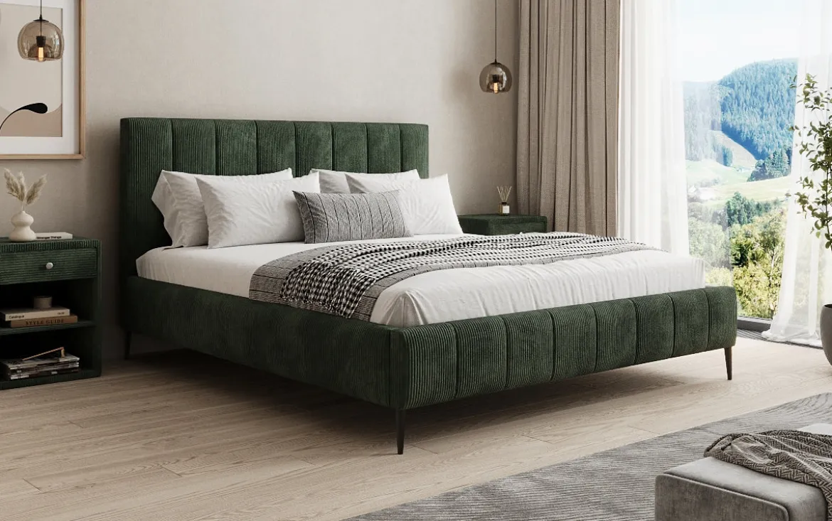 Designer Polsterbett Astrid in Cord mit Stauraum