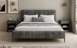 Designer Polsterbett Astrid in Cord mit Stauraum