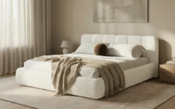 Designer Polsterbett Avelo in Bouclé mit Stauraum