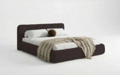 Designer Polsterbett Avelo in Bouclé mit Stauraum