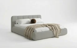 Designer Polsterbett Avelo in Bouclé mit Stauraum