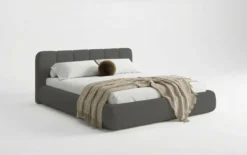 Designer Polsterbett Avelo in Bouclé mit Stauraum