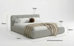 Designer Polsterbett Avelo in Bouclé mit Stauraum