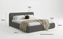 Designer Polsterbett Avelo in Bouclé mit Stauraum