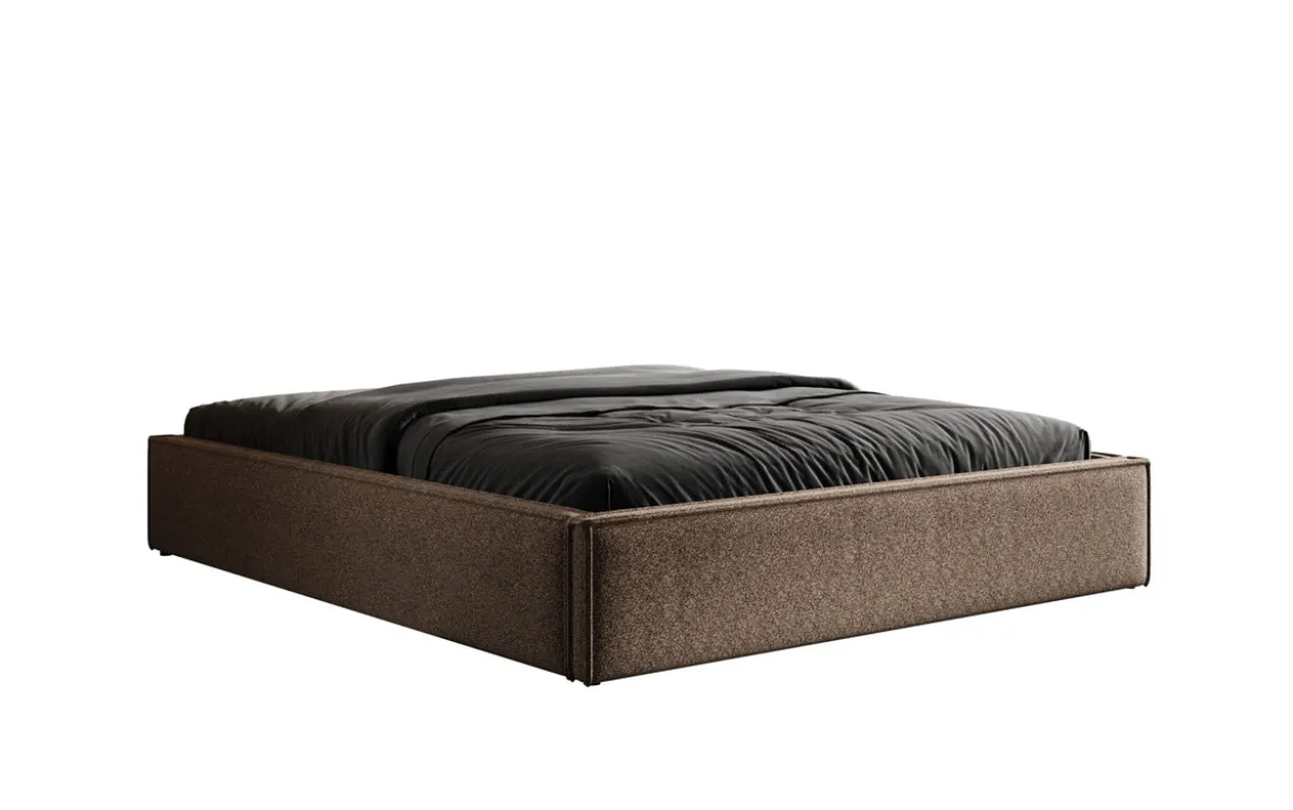 Designer Polsterbett Base mit Stauraum ohne Headboard in Strukturstoff