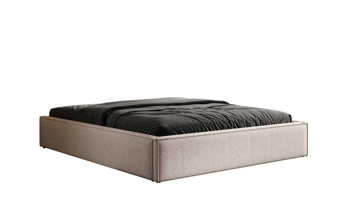 Designer Polsterbett Base mit Stauraum ohne Headboard in Strukturstoff