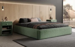 Designer Polsterbett Base mit Stauraum ohne Headboard in Strukturstoff
