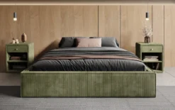 Designer Polsterbett Base mit Stauraum ohne Headboard in Cord