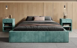Designer Polsterbett Base mit Stauraum ohne Headboard in Cord