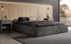 Designer Polsterbett Base mit Stauraum ohne Headboard in Cord