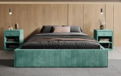 Designer Polsterbett Base mit Stauraum ohne Headboard in Cord