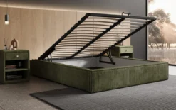 Designer Polsterbett Base mit Stauraum ohne Headboard in Cord