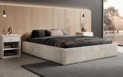 Designer Polsterbett Base mit Stauraum ohne Headboard in Cord
