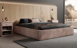 Designer Polsterbett Base mit Stauraum ohne Headboard in Cord