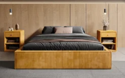 Designer Polsterbett Base mit Stauraum ohne Headboard in Cord