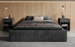 Designer Polsterbett Base mit Stauraum ohne Headboard in Cord