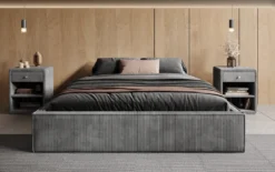 Designer Polsterbett Base mit Stauraum ohne Headboard in Cord