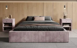 Designer Polsterbett Base mit Stauraum ohne Headboard in Cord