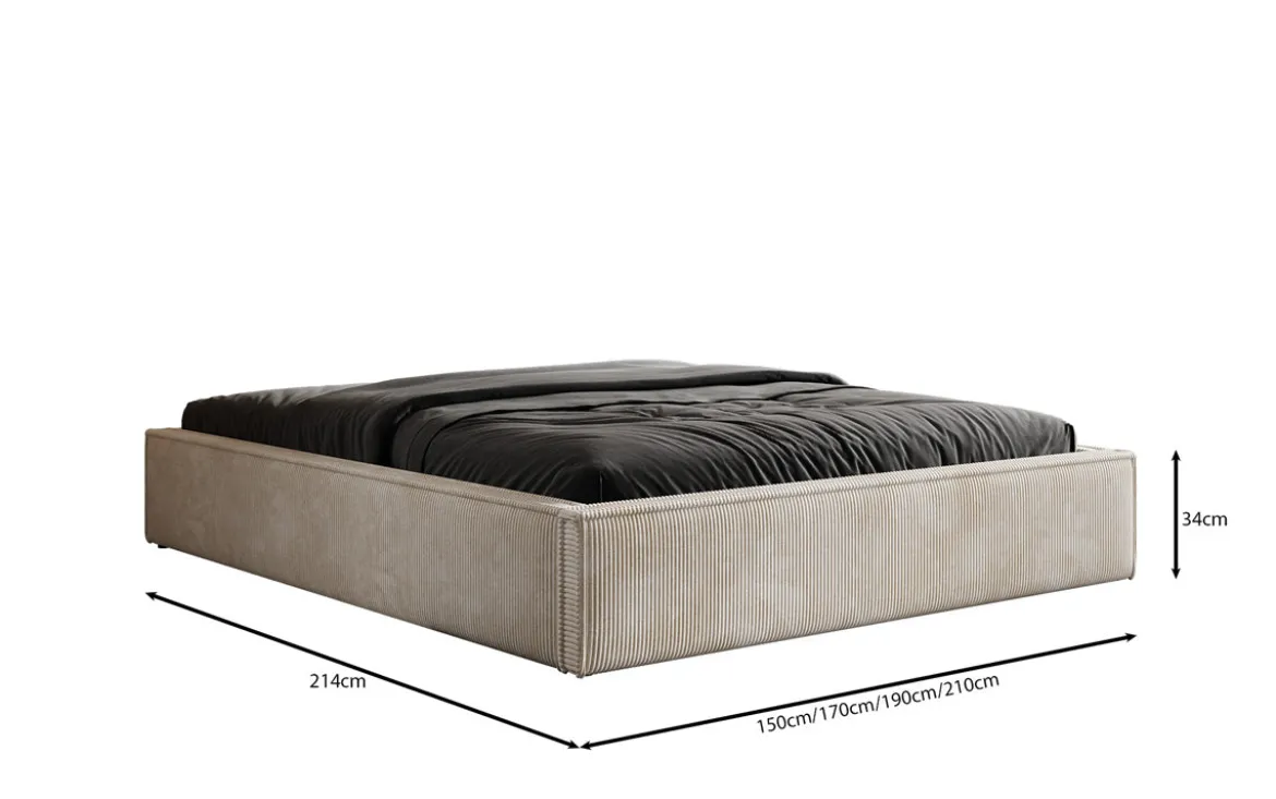Designer Polsterbett Base mit Stauraum ohne Headboard in Cord