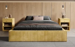 Designer Polsterbett Base mit Stauraum ohne Headboard in Cord