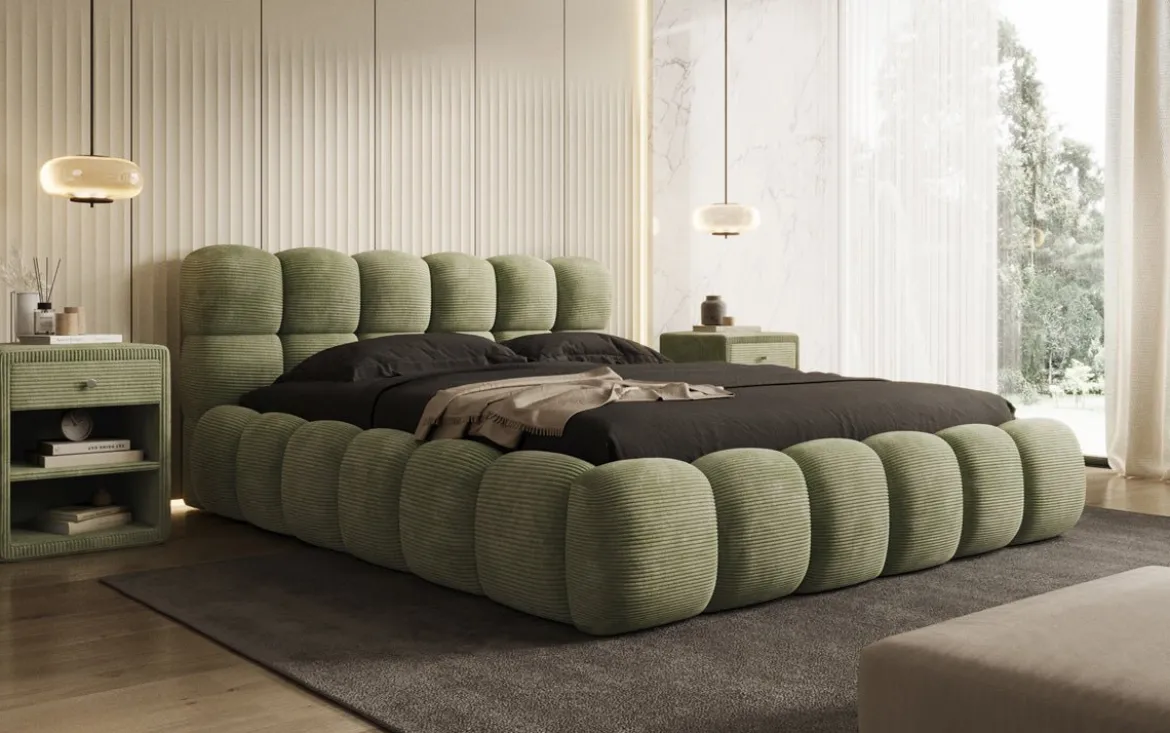 Designer Polsterbett Boston Cord mit Stauraum
