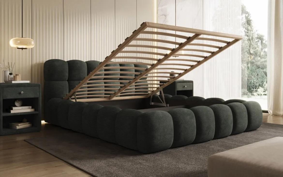 Designer Polsterbett Boston Cord mit Stauraum