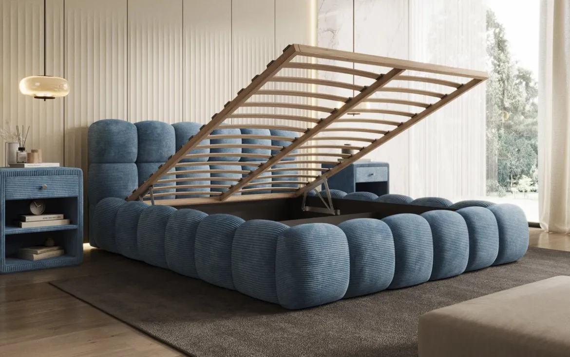 Designer Polsterbett Boston Cord mit Stauraum