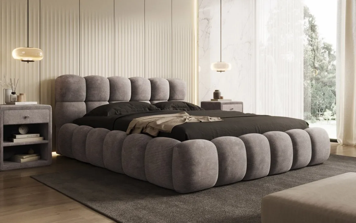 Designer Polsterbett Boston Cord mit Stauraum