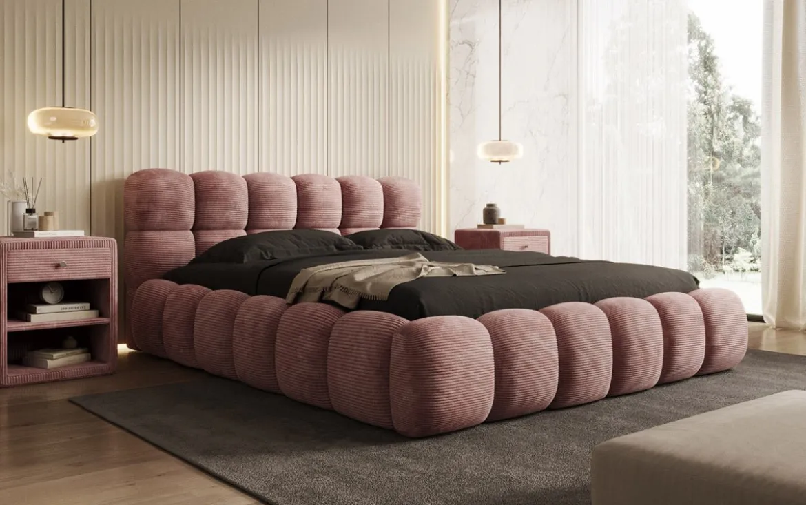 Designer Polsterbett Boston Cord mit Stauraum