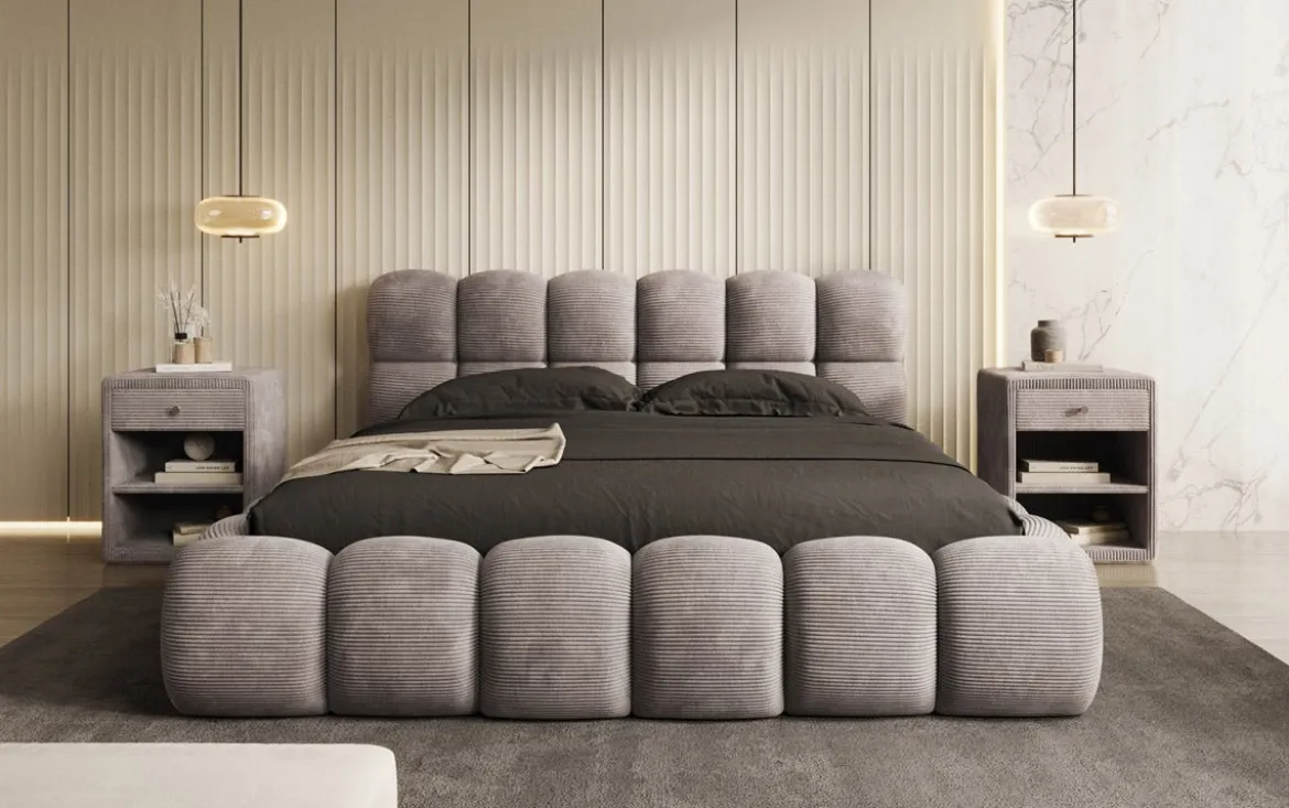 Designer Polsterbett Boston Cord mit Stauraum