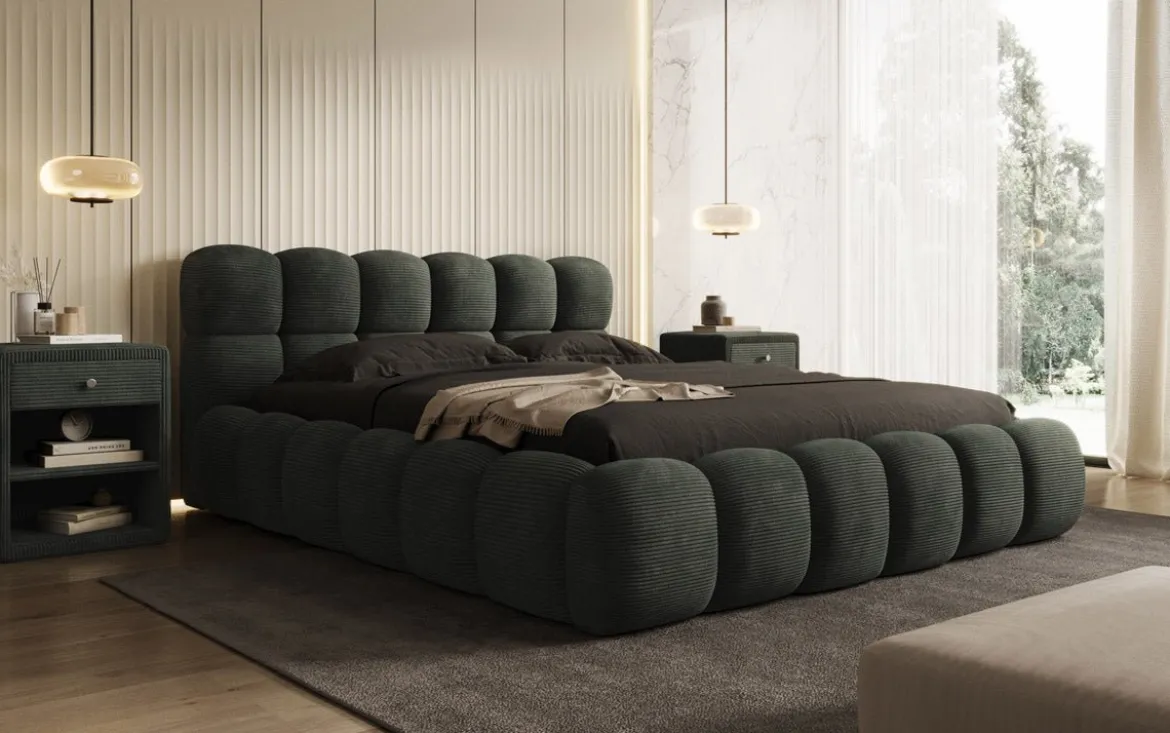 Designer Polsterbett Boston Cord mit Stauraum