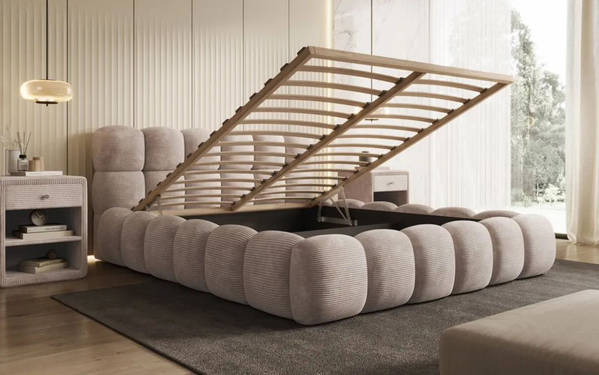 Designer Polsterbett Boston Cord mit Stauraum