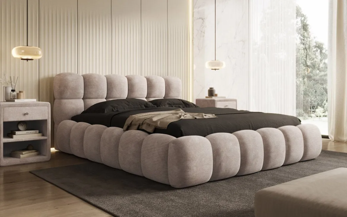 Designer Polsterbett Boston Cord mit Stauraum