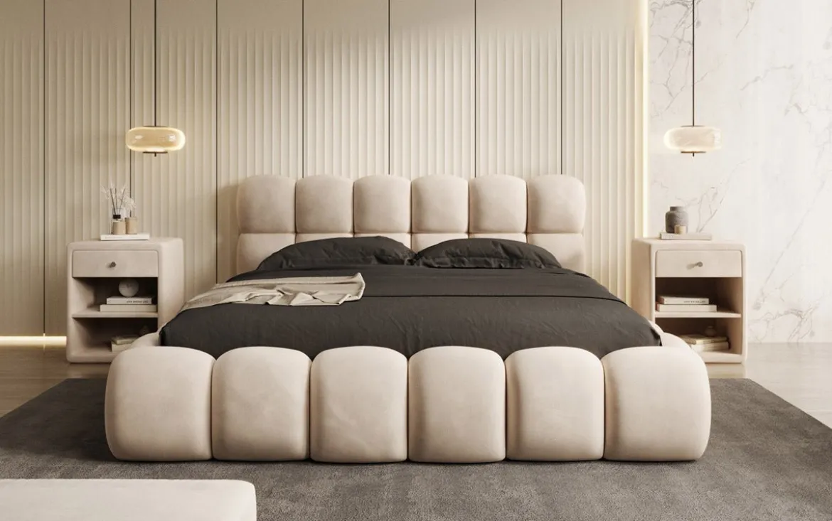 Designer Polsterbett Boston Samt mit Stauraum