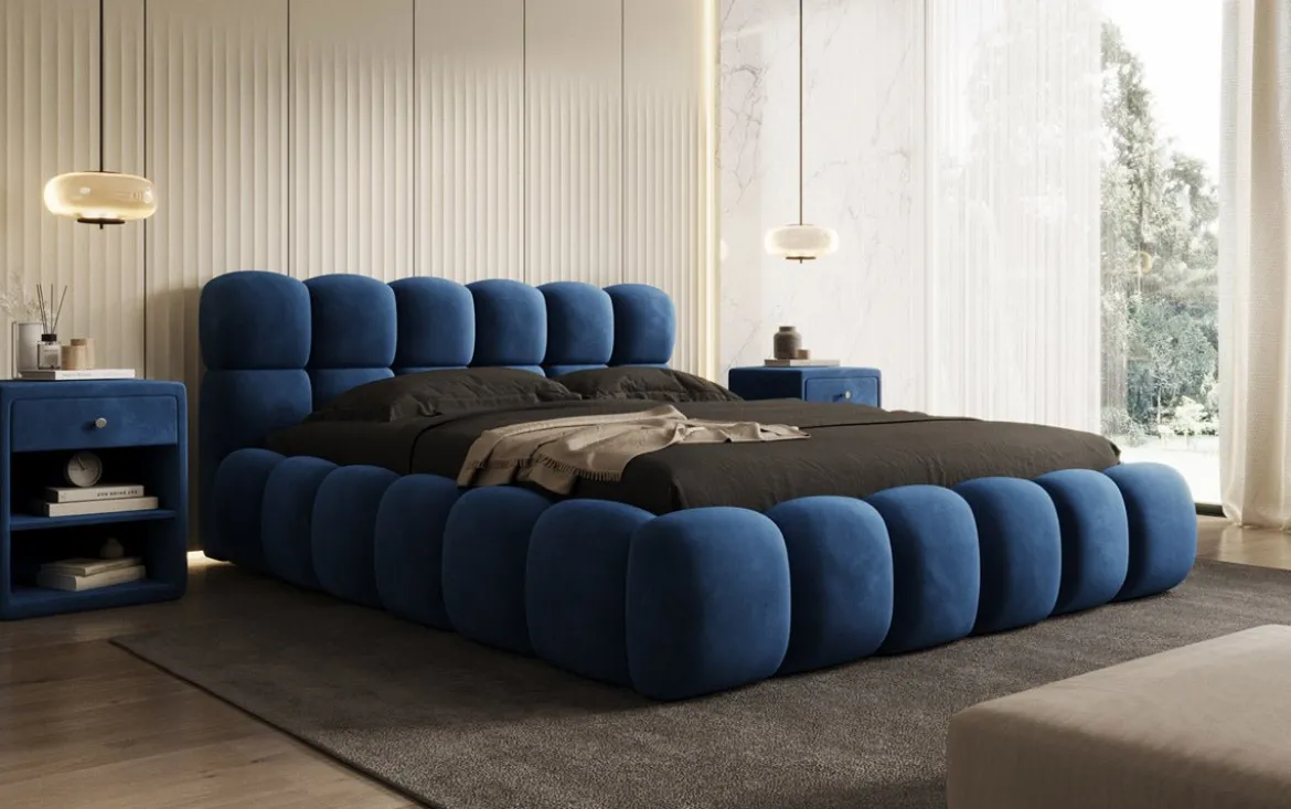 Designer Polsterbett Boston Samt mit Stauraum